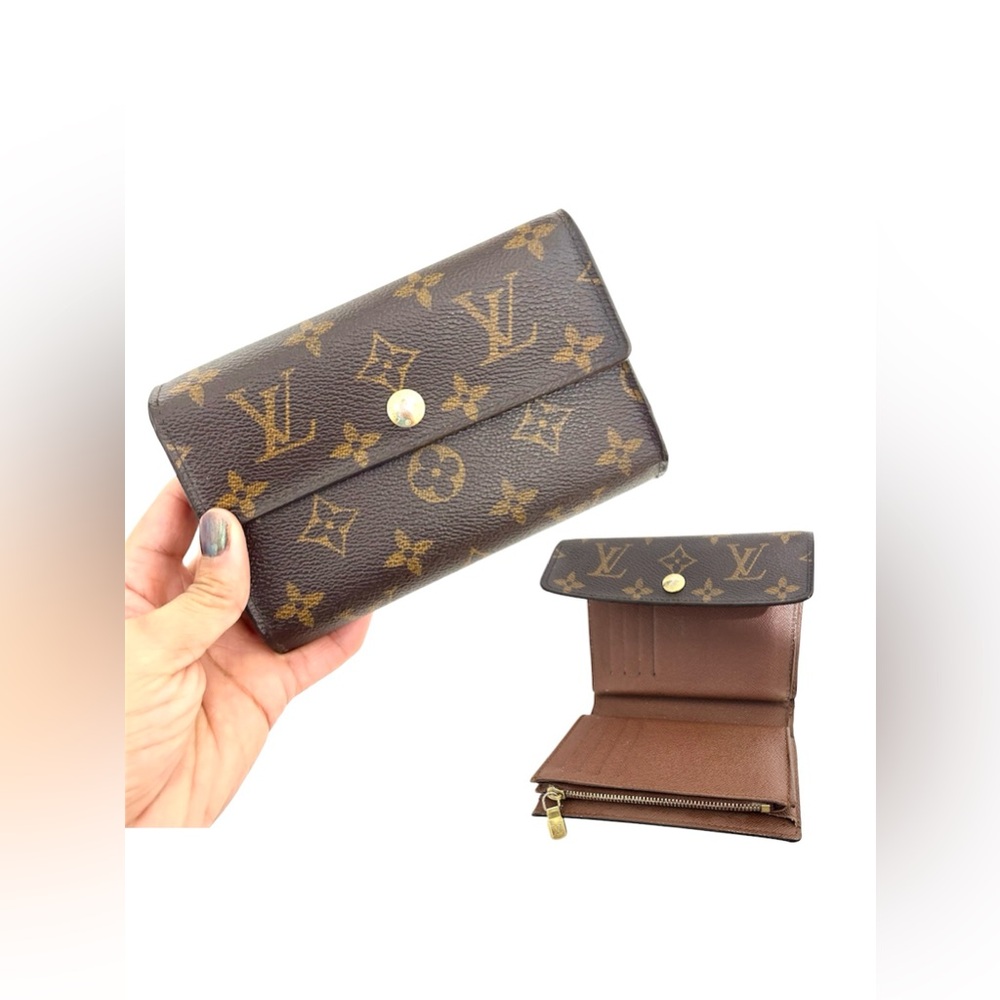 LOUIS VUITTON Monogram Alexandra Trifold Wallet Brown Vintage Authentic